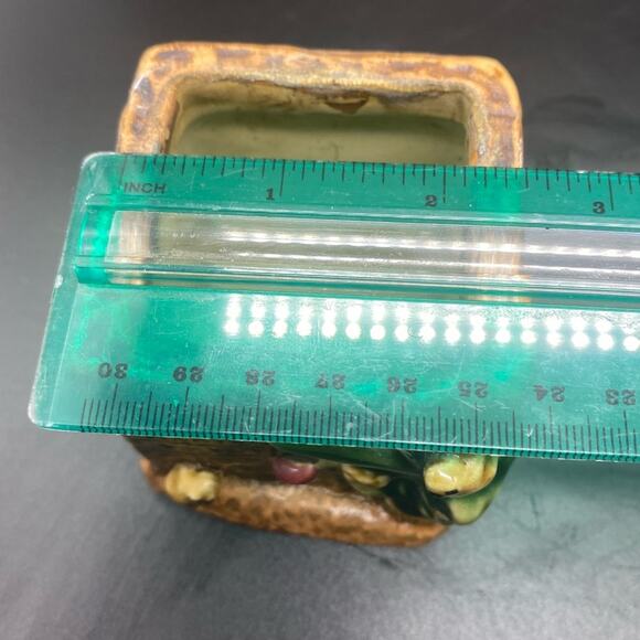 Small Square majolica Planter two cute frog  and plant on wall 
Succulent - Picture 8 of 8